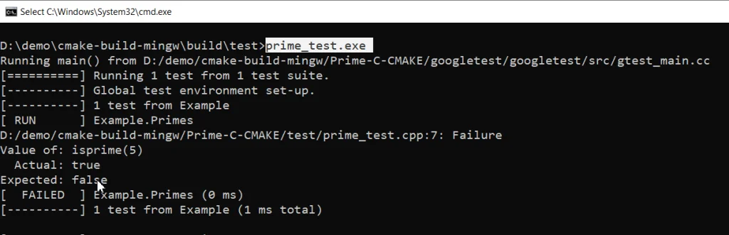 Running the instrumented CMake application tests