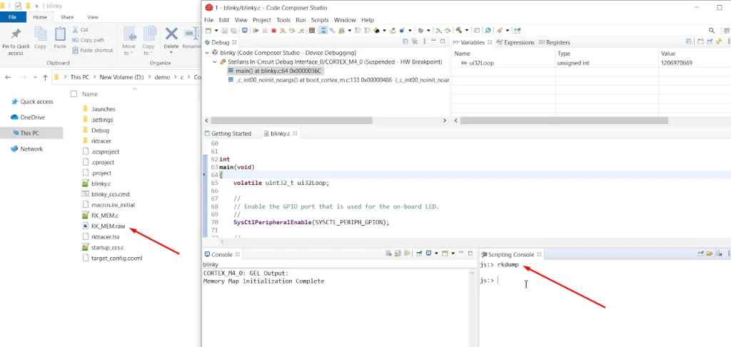 Running the rkdump command in the Scripting Console to save coverage data to the project folder