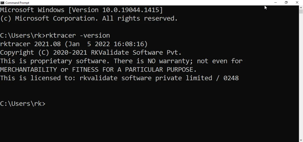 RKTracer license set up on Windows