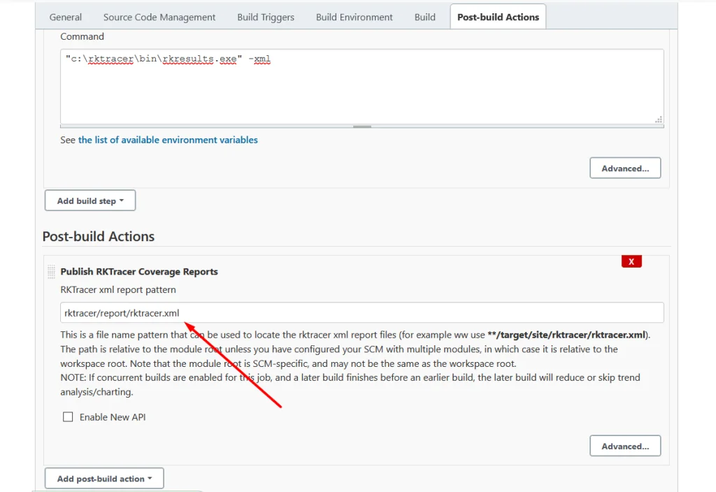 Publishing the RKTracer coverage report in Jenkins, step 2