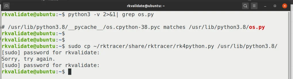 Adding the RKTracer runtime library to a Linux Python installation